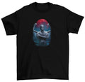A winged Vampire rises in front of a blood red moon on this t-shirt titled Blood Moon Vampire T-Shirt - Shortsleeve Black