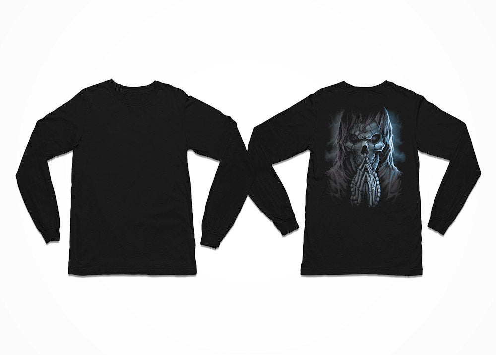 A Praying Grim Reaper T-Shirt - Longsleeve - Back Print.