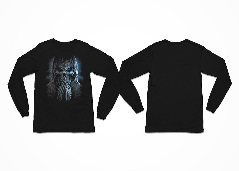 A Praying Grim Reaper T-Shirt - Longsleeve - Front Print.